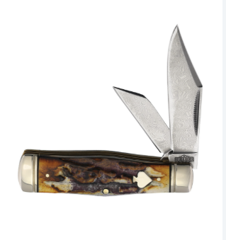 Rough Rider Coke Bottle Cinnamon Bone Damascus knife